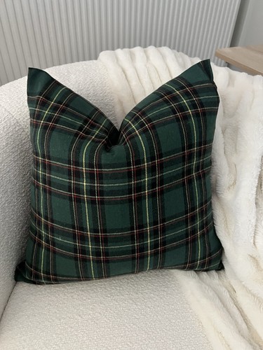 Green tartan cushion - tartan, cover