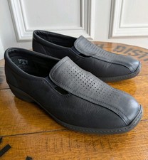 HOTTER Calypso II Navy Leather Slip On Shoes Size UK 8 WIDE FIT Stability