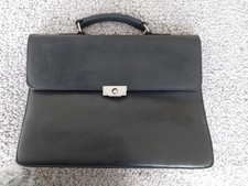 Document Attache Case Briefcase Business Bag Black Faux Leather Office Work