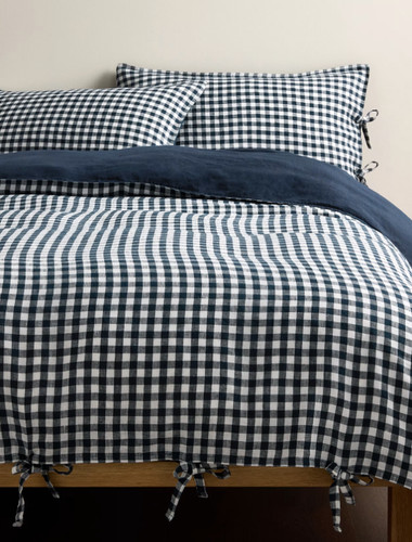 100 pure linen gingham - m&s,