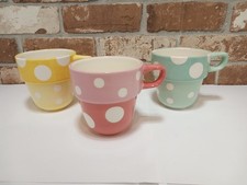 M&S Marks & Spencer Polkadot Stacking Mugs x 3. Excellent Condition Never Used