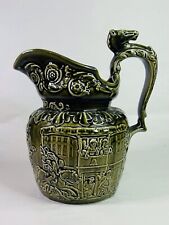Vintage Arthur Wood Green Glazed Horse Handle Hunt Relief Mould Jug / Pitcher