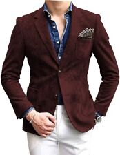 Men's Burgundy Soft Suede Two Button Blazer Leather Formal Party Wear Jacket