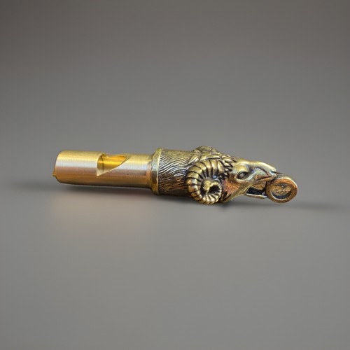 Solid brass rams head whistle - brass,