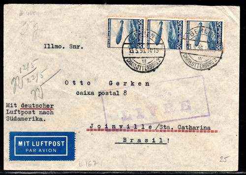 Germany zeppelin cover - zeppelin, 1936