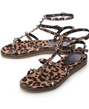 Moda In Pelle Naino Leopard Alcantara Gladiator Flat Sandals Size 6 RRP £59.99