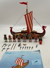 Playmobil 3150 Viking Longboat Complete Set w/8 Vikings, Weapons & Accessories