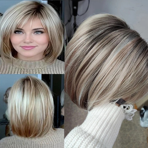 Short wigs with bangs fashion - wigs,
