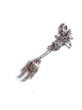 Sterling Silver Chain Necklace With Retro Vintage Robot Pendant Charm