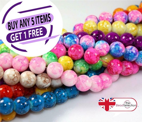 Marbled glass beads 200x 6mm - marbled,