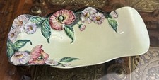 VTG Carlton Ware Pansy Poppy Flowers Serving Soap Candy Dish Trinket Tray Green 