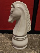 Porcelain Statue - White Horse / Knight Chess Piece