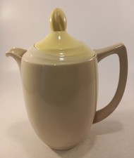Branksome China Graceline Two Tone Tea Pot Beige Yellow Vintage VGC