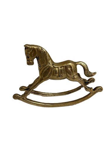 Vintage brass rocking horse - vintage,