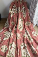 STUNNING HUGE VINTAGE COLEFAX  FOWLER PEONY CARTOUCHE 2002 INTERLINED CURTAINS 