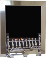 REPLACEMENT GAS FIRE POLISHED CHROME CAST FRET AND 3 PIECE MAGNETIC TRIM FRAME