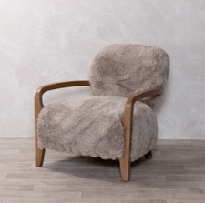 SMOKEY TAUPE FUR ARMCHAIR LONG