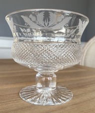 EDINBURGH CRYSTAL - Thistle - Peach Melba Footed Bowl - 6.5” x 7” - Great!