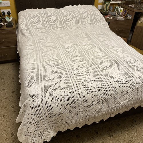 Crochet lace bedspread white - bedspread,