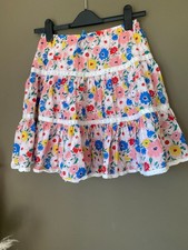 Girls Boden cotton floral skirt age 9-10 years frilly lace knee length