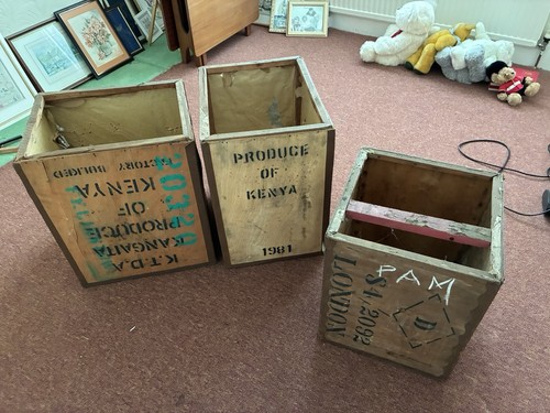 Three vintage wooden packing - three,