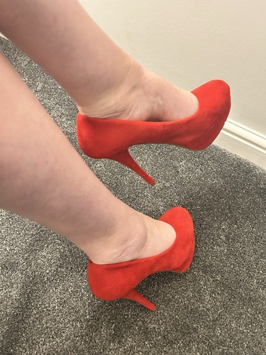 Worn sexy red stiletto suede - sexy,