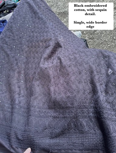 Embroidered black cotton - embroidered,