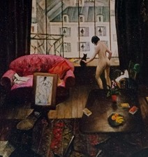 Vintage ART ? Postcard C.R.W. Nevinson 1926 studio in Montparnasse ART Nude 