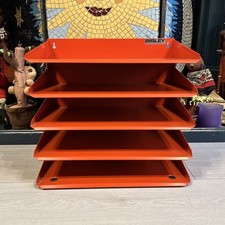 Bisley Desk pressed metal orange Organizer Filing, 1970s Vintage 