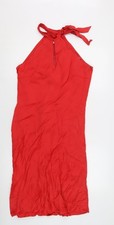 Francesca Red Silk Halter Dress, Size 16, Women's Party