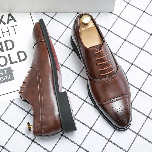 Oxford brogue leather shoes - leather,
