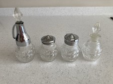 4 Piece Glass & Silver Metal