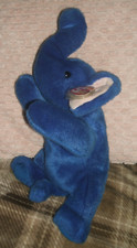 Ty Beanie Buddy large Peanut Royal Blue Elephant Excellent Condition With Tag