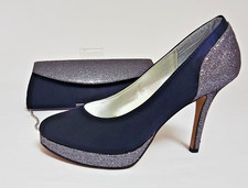 Womens Navy Platform Glitter