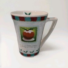Portmerion Xmas pudding latte mug bone china Rob Scotton flute cup tall holly 
