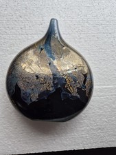 Isle of Wight Michael Harris Glass Azurene Black Lollipop Vase. beautiful piece