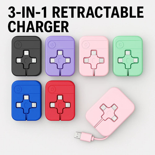 Retractable usb charger - 3-in-1,