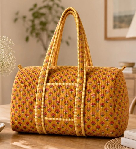 Block printed quilted cotton - block,
