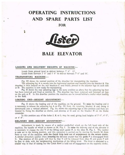 Lister bale elevator - lister,