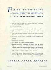 A4 Photo 1937 Lincoln Zephyr V