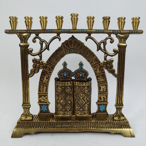Vintage brass menorah - vintage, 10