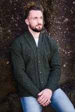 Men's Cardigan Aran Knit Shawl