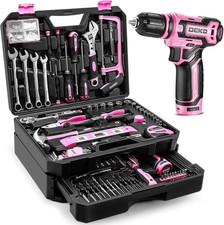 Pink Tool Kit Box Drill Set：
