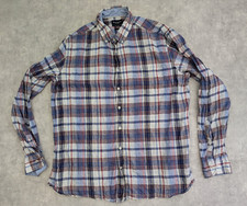 Hackett Shirt Mens XXL Check 100% Linen Slim Fit Holiday Casual 2XL Button Down