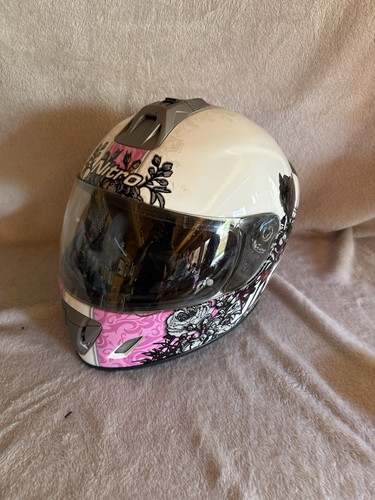 White and pink floral graphic - white,