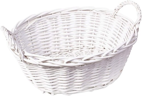 White wicker basket handmade - wicker,