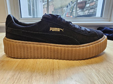 PUMA RIHANNA TRIPLE BLACK GUM SUEDE CREEPERS FENTY UK 5 VGC