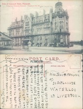 Duke of Cornwall Hotel Plymouth Devon England Valentine s 1917 postmark