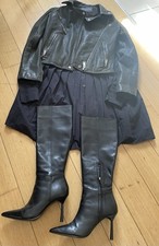 Black leather knee high - black, knee-high
