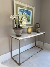 Console Table - Brushed Champagne and Gloss White Top